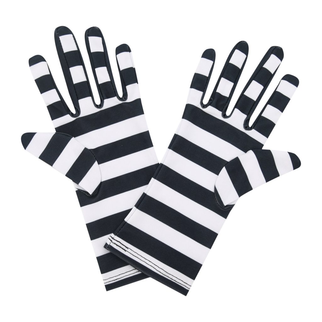 Black White Stripe Stripe Wrist 9-Inch gloves, 9 wrist