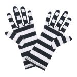 Black White Stripe Stripe Wrist 9-Inch gloves, 9 wrist