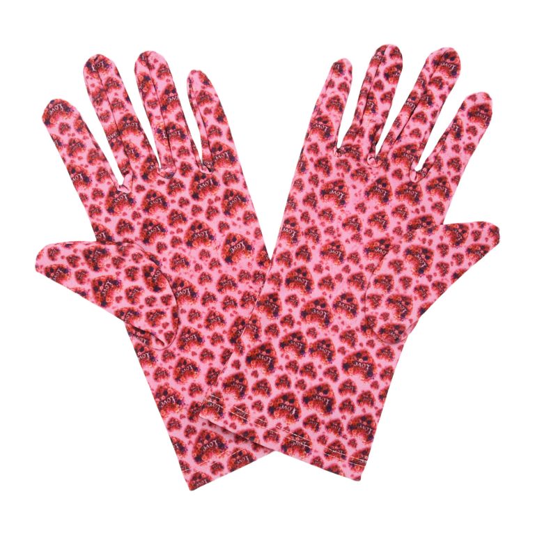 Floral Heart Valentine's Day Wrist 9-Inch gloves, 9 wrist