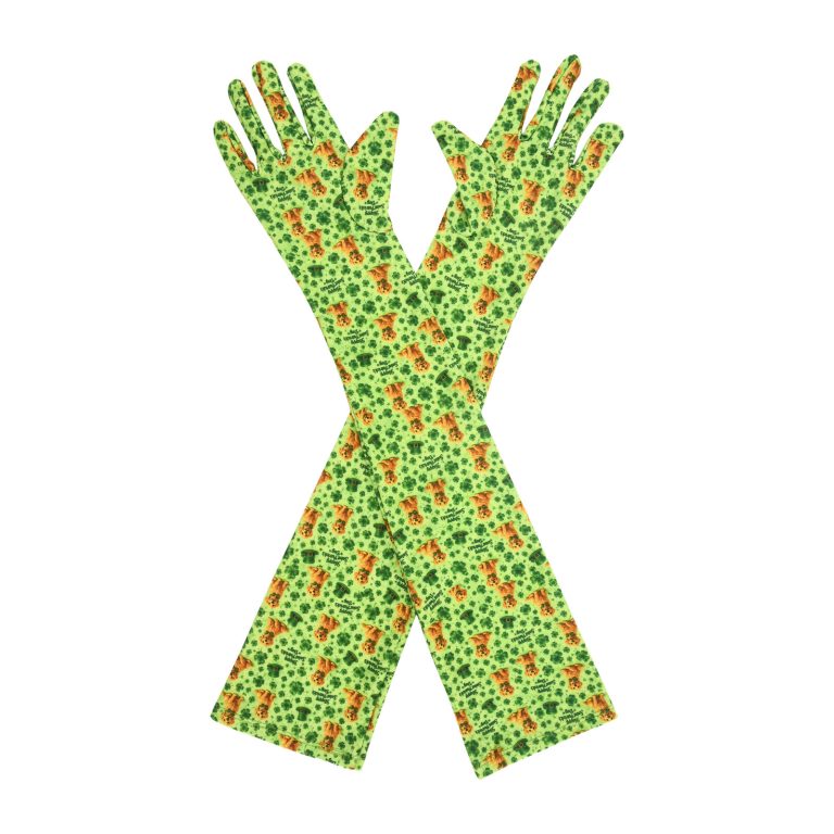 Irish Dog St. Patrick's Day Opera 21-Inch gloves, 21 opera