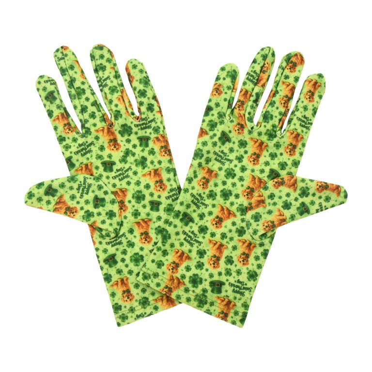 Irish Dog St. Patrick's Day Wrist 9-Inch gloves, 9 wrist