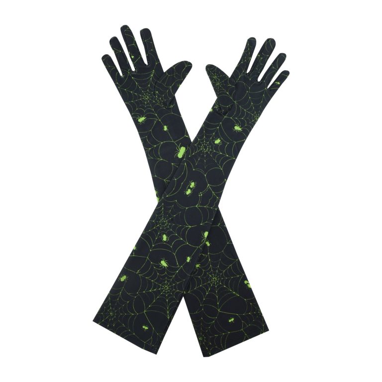Green Spiderweb Opera 21-Inch gloves, 21 opera