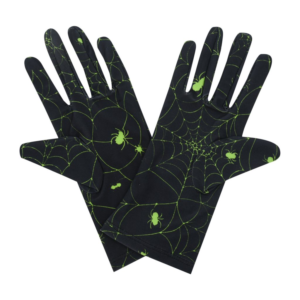 Green Spiderweb Wrist 9-Inch gloves, 9 wrist