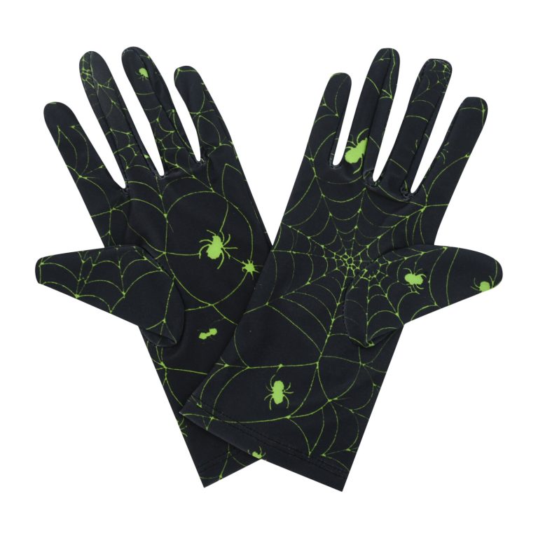 Green Spiderweb Wrist 9-Inch gloves, 9 wrist