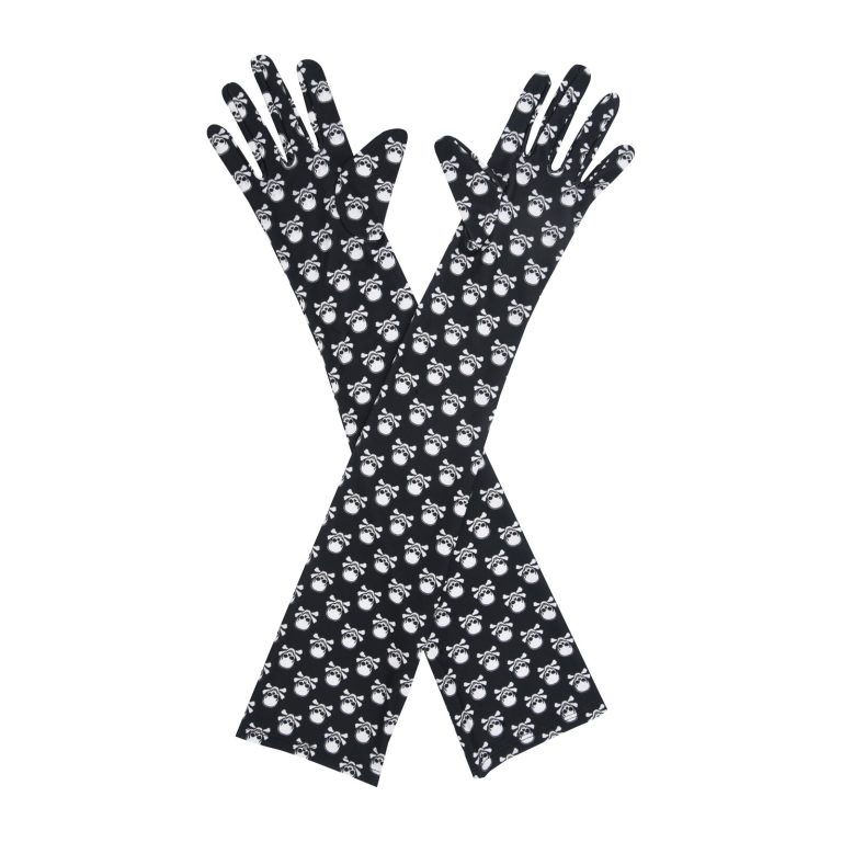 Black Skull Skull Crossbones Opera 21-Inch gloves, 21 opera