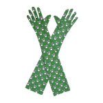 Green Skull Skull Crossbones Opera 21-Inch gloves, 21 opera