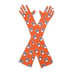 Orange Skull Skull Crossbones Opera 21-Inch gloves, 21 opera