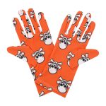 Orange Skull Skull Crossbones Wrist 9-Inch gloves, 9 wrist