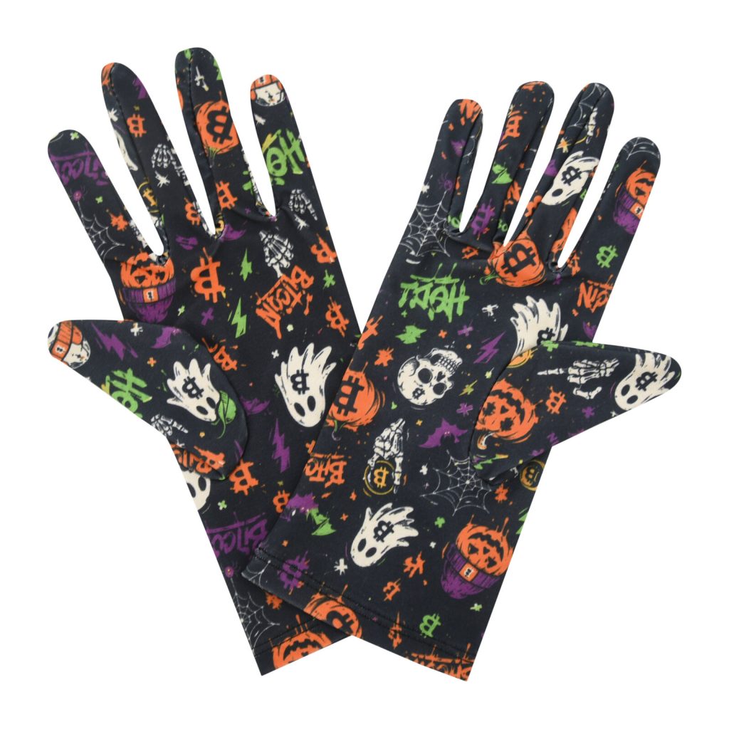 Black Bitcoin Bitcoin Wrist 9-Inch gloves, 9 wrist