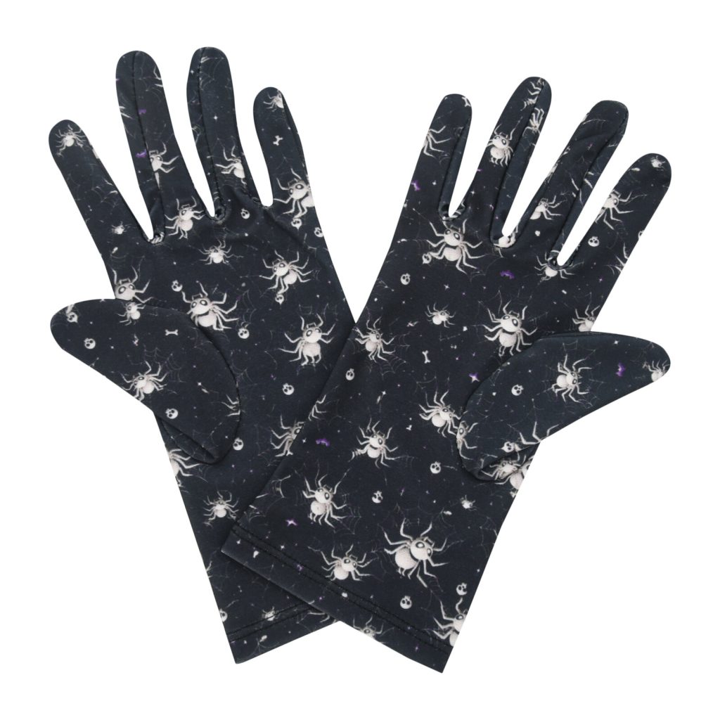 Black Spider Spider and Web Wrist 9-Inch gloves, 9 wrist