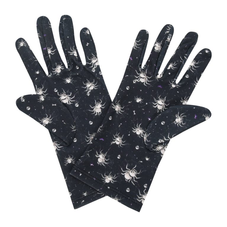 Black Spider Spider and Web Wrist 9-Inch gloves, 9 wrist